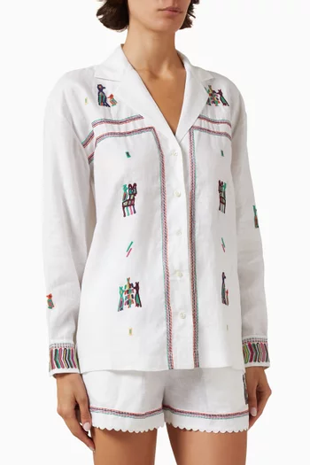 Eleni Embroidered Shirt in Linen