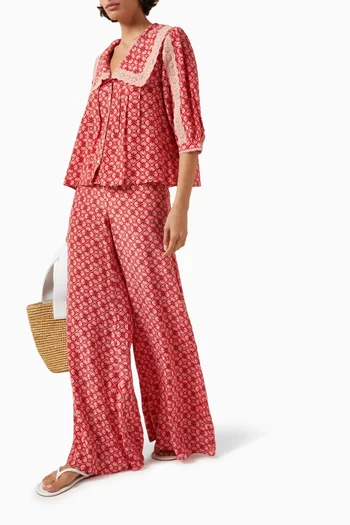 Josephine Wide-leg Pants in Silk Crepe de Chine