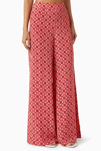 Josephine Wide-leg Pants in Silk Crepe de Chine
