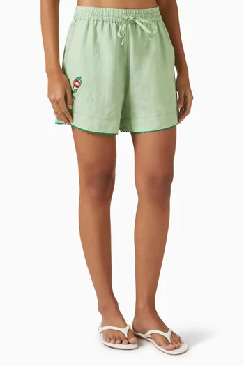 Rika Embroidered Shorts in Linen