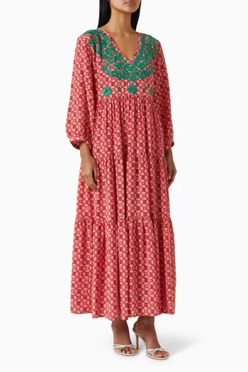 Frangipani Dress in Silk Crepe de Chine