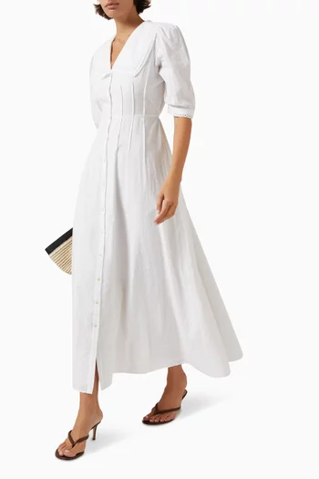 Thea Tie-back Dress in Organic Cotton Dobby