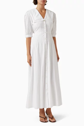 Thea Tie-back Dress in Organic Cotton Dobby