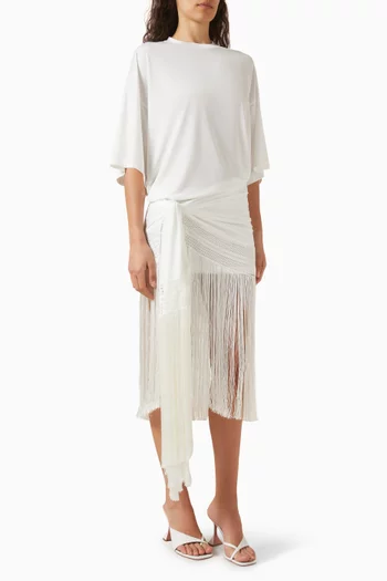 Azul Fringed T-shirt Midi Dress in Jersey