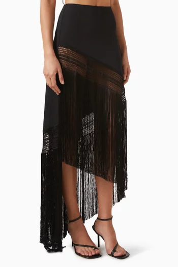 Marisol Fringed Maxi Skirt in Jersey
