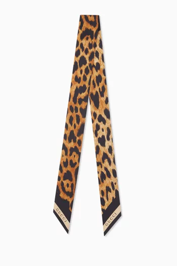 Printed Ribbon Scarf in Silk Twill