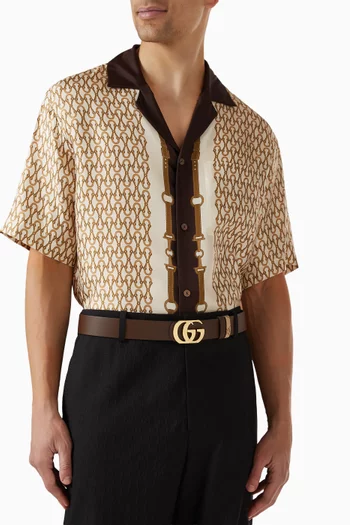 GG Marmont Reversible Belt in Leather & Canvas