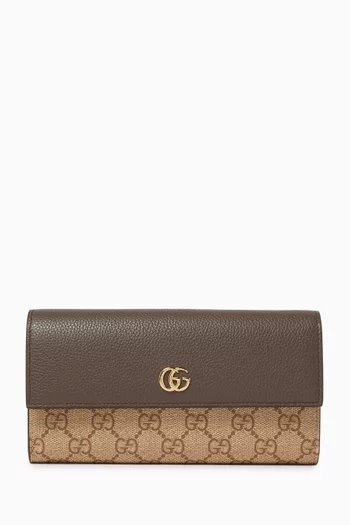 Bi-colour GG Marmont Wallet in Canvas & Leather