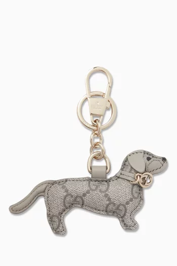 Dog Keychain in GG Leather