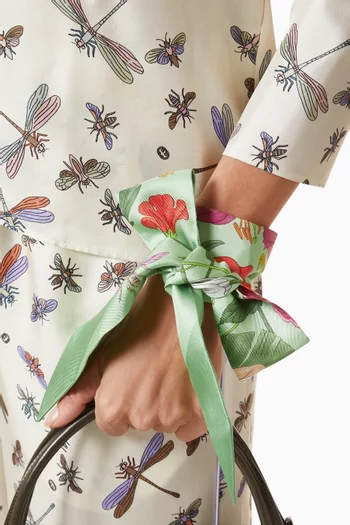 Printed Ribbon Scarf in Silk Twill