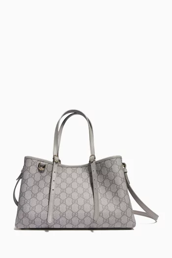 GG Emblem Small Tote Bag in Coated-canvas