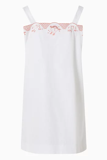 Embroidered Dress in Cotton Poplin