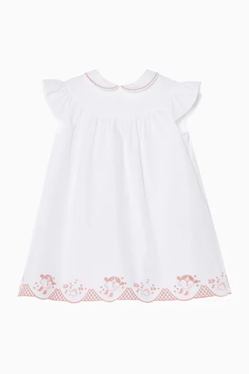 Embroidered Dress in Cotton Poplin