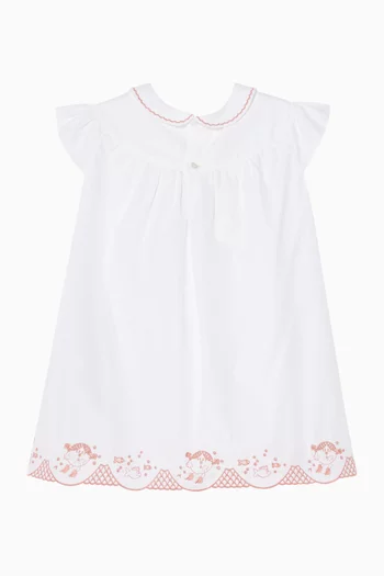 Embroidered Dress in Cotton Poplin