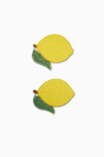 Lemon Beaded Coasters, Set of 2