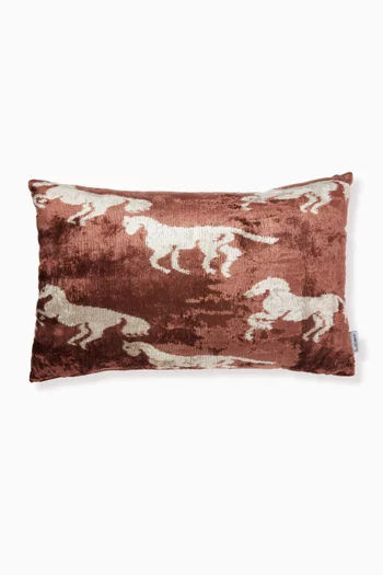 Patterned Cushion in Silk Velvet, 40x60cm