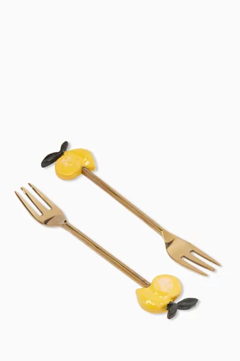 Small Lemon Dessert Forks, Set of 2