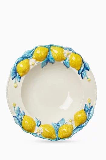 Lemon Hand-Painted Pasta Bowl in Ceramic