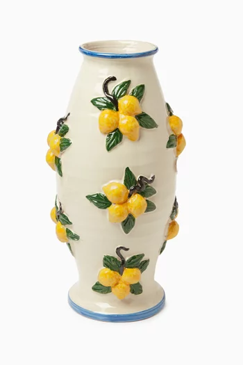 Hand-Painted Lemon Vase in Ceramic
