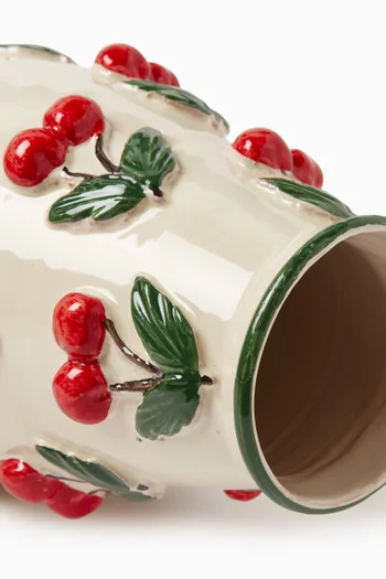 Hand-Painted Cherry Vase in Ceramic