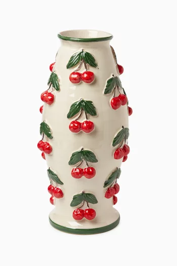Hand-Painted Cherry Vase in Ceramic