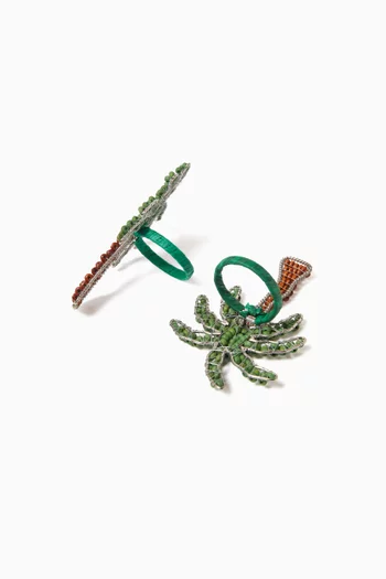 Palm Tree Beaded Napkin Rings, Set of 2