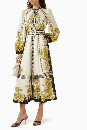 Baroqueen Floral Midi Dress in Cotton-satin