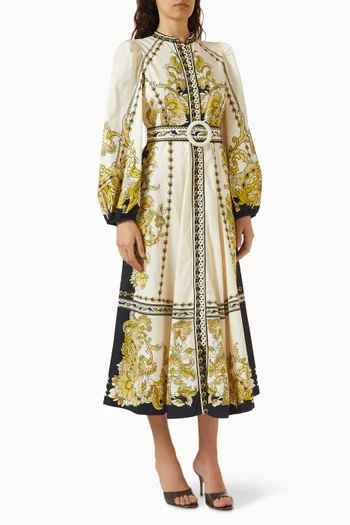 Baroqueen Floral Midi Dress in Cotton-satin