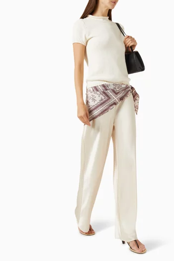 Gale Bias Pants with Silk Scarf in Satin
