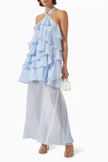 Eliane Ruffled Maxi Dress in Georgette
