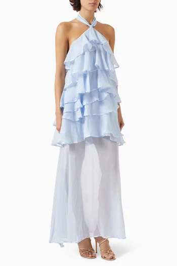 Eliane Ruffled Maxi Dress in Georgette