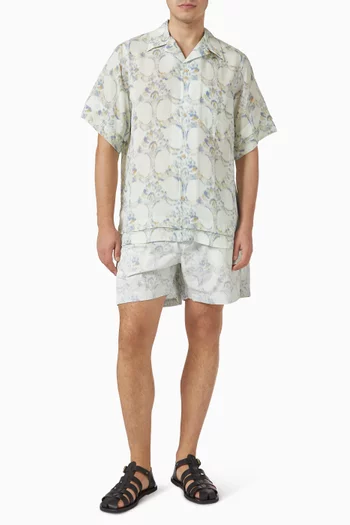 Lotus Bowling Shirt in Linen-blend