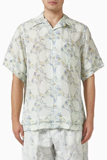 Lotus Bowling Shirt in Linen-blend