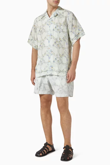 Sunday Printed Shorts in Linen-blend