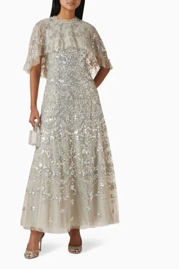 Freya Embellished Cape Gown