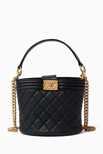 Top-handle Boy Bucket Bag in Lambskin