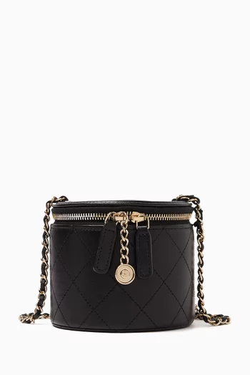 Mini CC Round Chain Vanity Bag in Leather