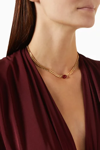 Casa Gemstone Choker Necklace in 14kt Gold-plated Brass