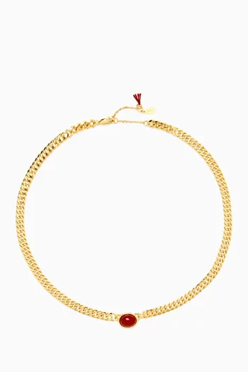 Casa Gemstone Choker Necklace in 14kt Gold-plated Brass