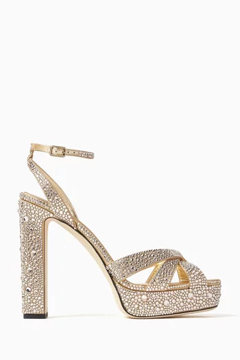 Kove 120 Crystal-embellished Platform Sandals in Satin
