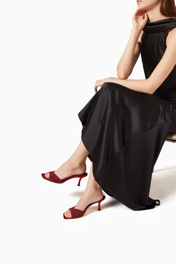 Skye 70 Crystal Mule Sandals in Satin