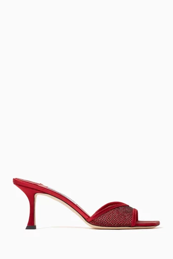 Skye 70 Crystal Mule Sandals in Satin