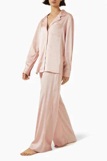 Grace Shirt & Pants Lounge Set in Satin