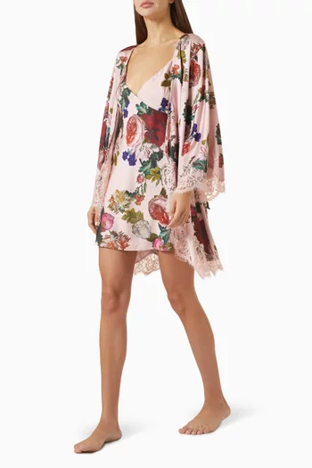 Aurora Short Robe in Satin
