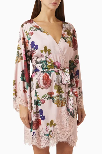 Aurora Short Robe in Satin