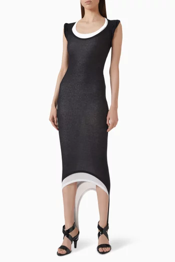 Layered Colourblock Maxi Dress in Knit