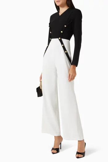 Cowl-neck Button Jumpsuit
