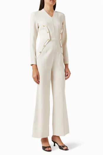 Cowl-neck Button Jumpsuit