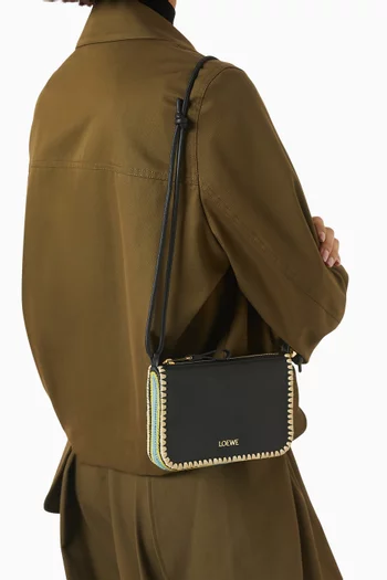 x Paula's Ibiza Rio Pouch in Calfskin & Raffia