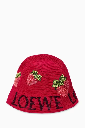 x Paula’s Ibiza Strawberry Bucket Hat in Cotton